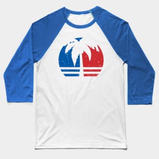 Vintage & Distressed American Flag Beach Sunset Baseball T-Shirt